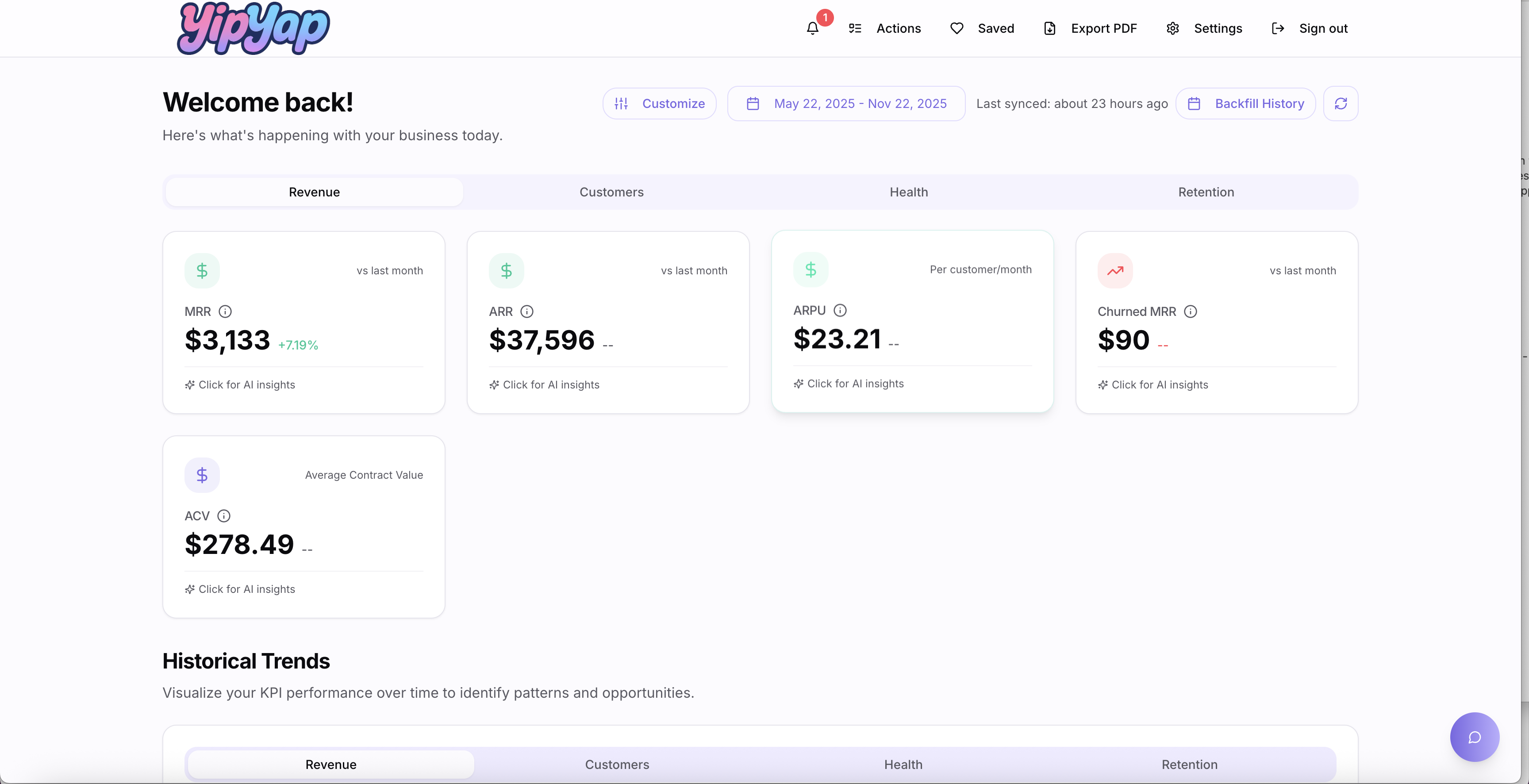 Stripe Analytics Dashboard | AI Growth Tool for SaaS KPIs